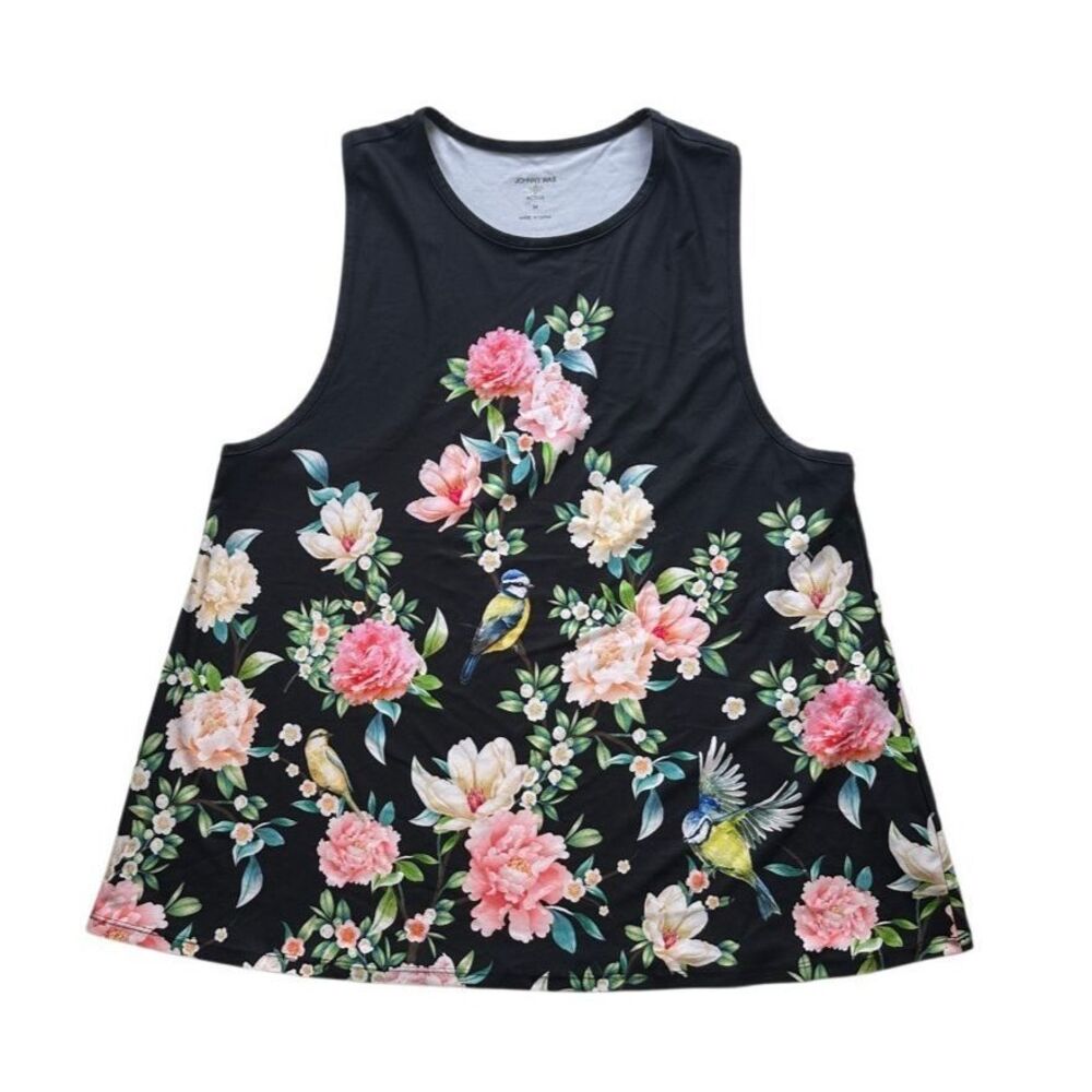 Johnny Was Bee Active Work Out Floral Sleeveless Tank Top Gold Bee Size M - Picture 10 of 10